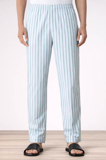 Sky Blue Striped Cotton Pajama