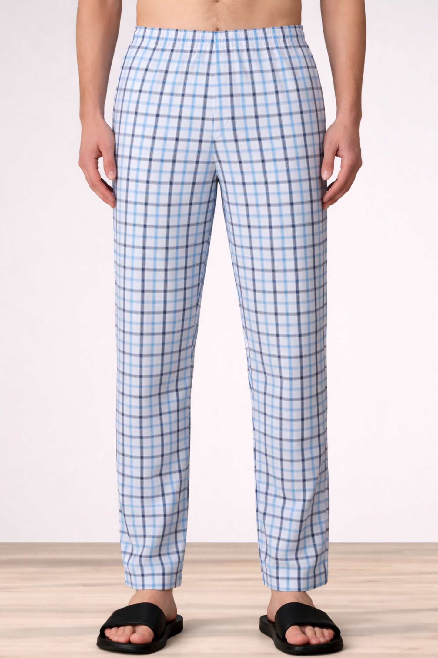 Blue Checked Cotton Pant Pajama
