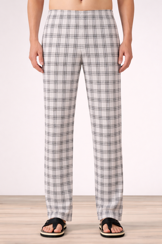 White Checked Cotton Pajama