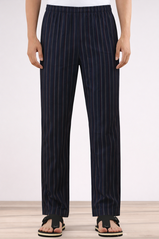 Navy Striped Cotton Dobby Pajama