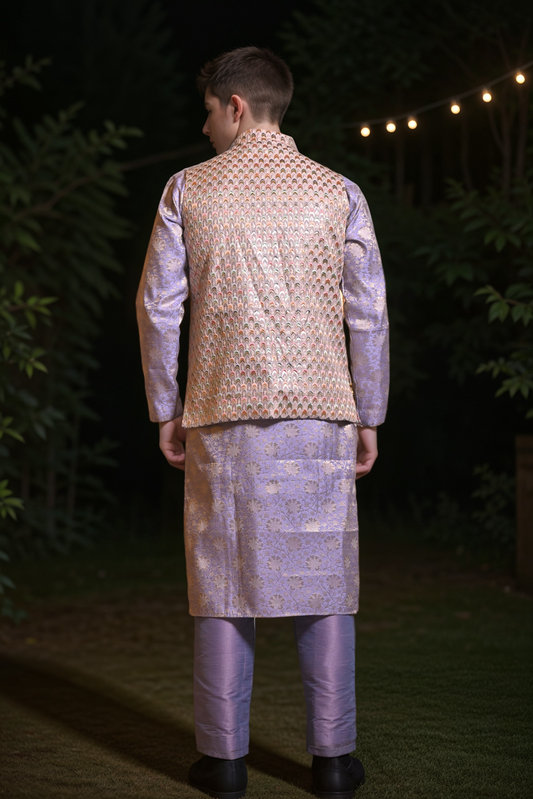 Buy Plus Size ​Lavender Sequin Kurta Vasket Set At Apella | Sizes XS to 10 XL | India | Free Delivery | Customized