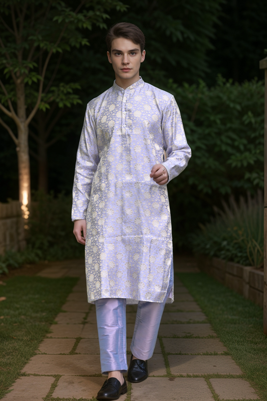 Buy Plus Size ​Lavender Sequin Kurta Vasket Set At Apella | Sizes XS to 10 XL | India | Free Delivery | Customized