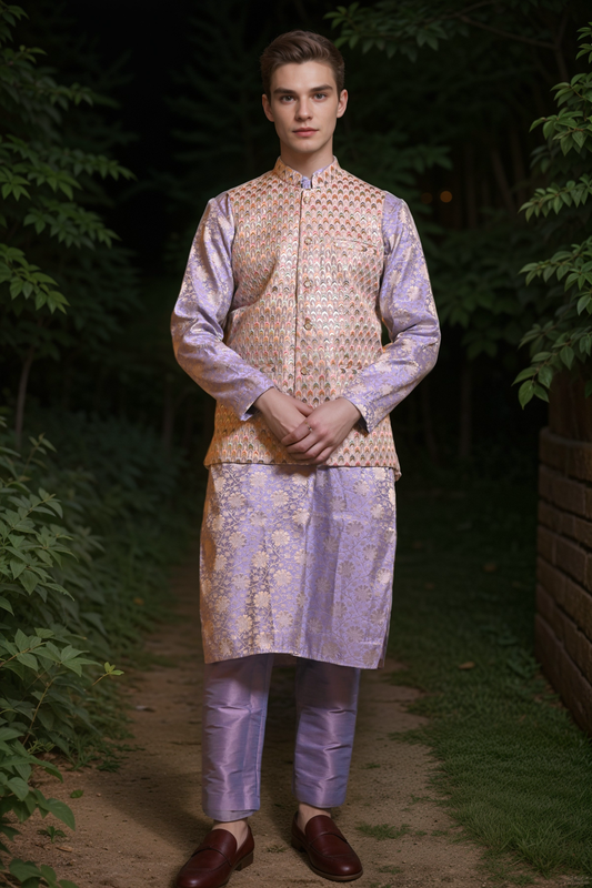 Buy Plus Size ​Lavender Sequin Kurta Vasket Set At Apella | Sizes XS to 10 XL | India | Free Delivery | Customized