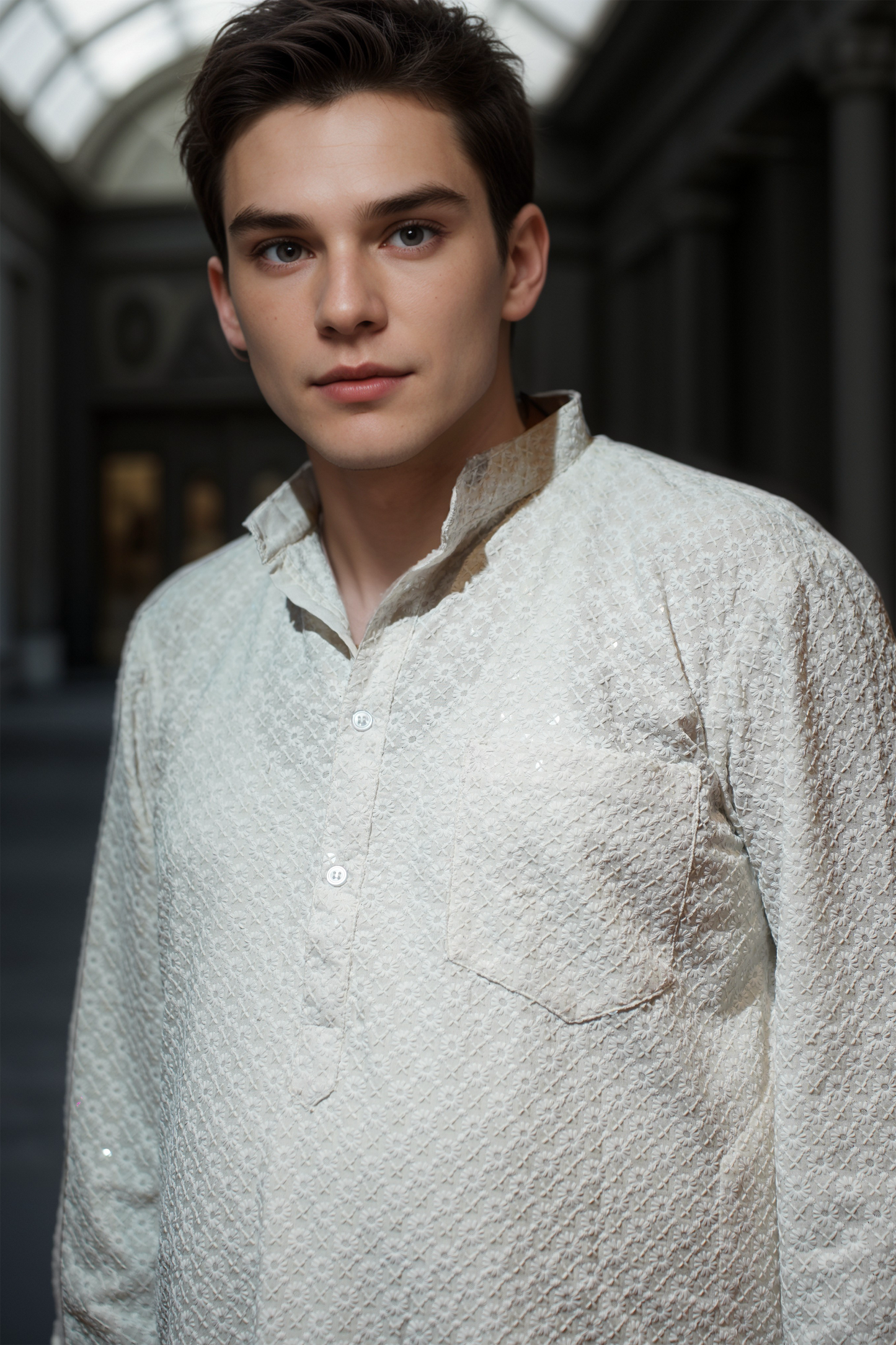 Radiant White Sequined Kurta Pajama