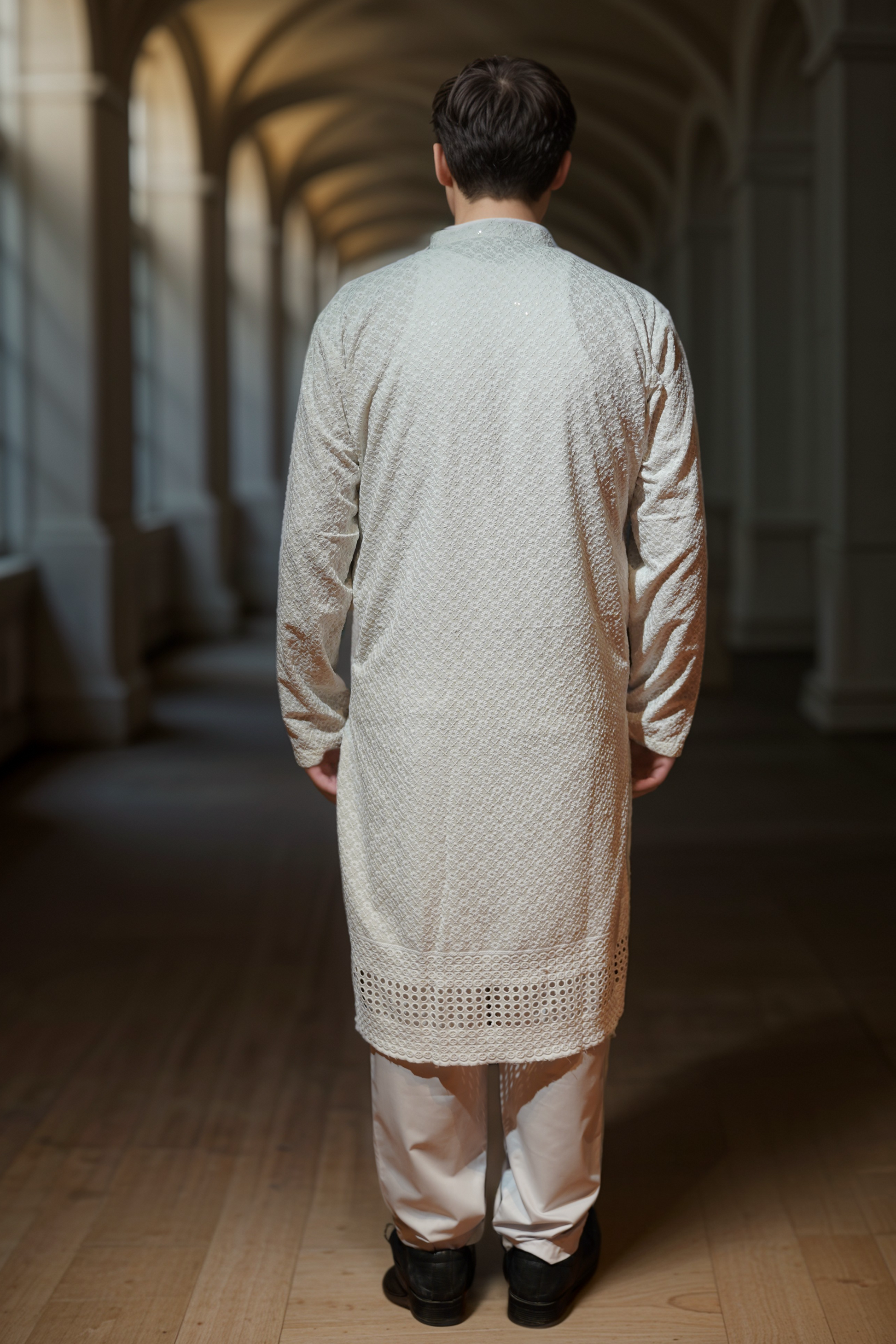 Radiant White Sequined Kurta