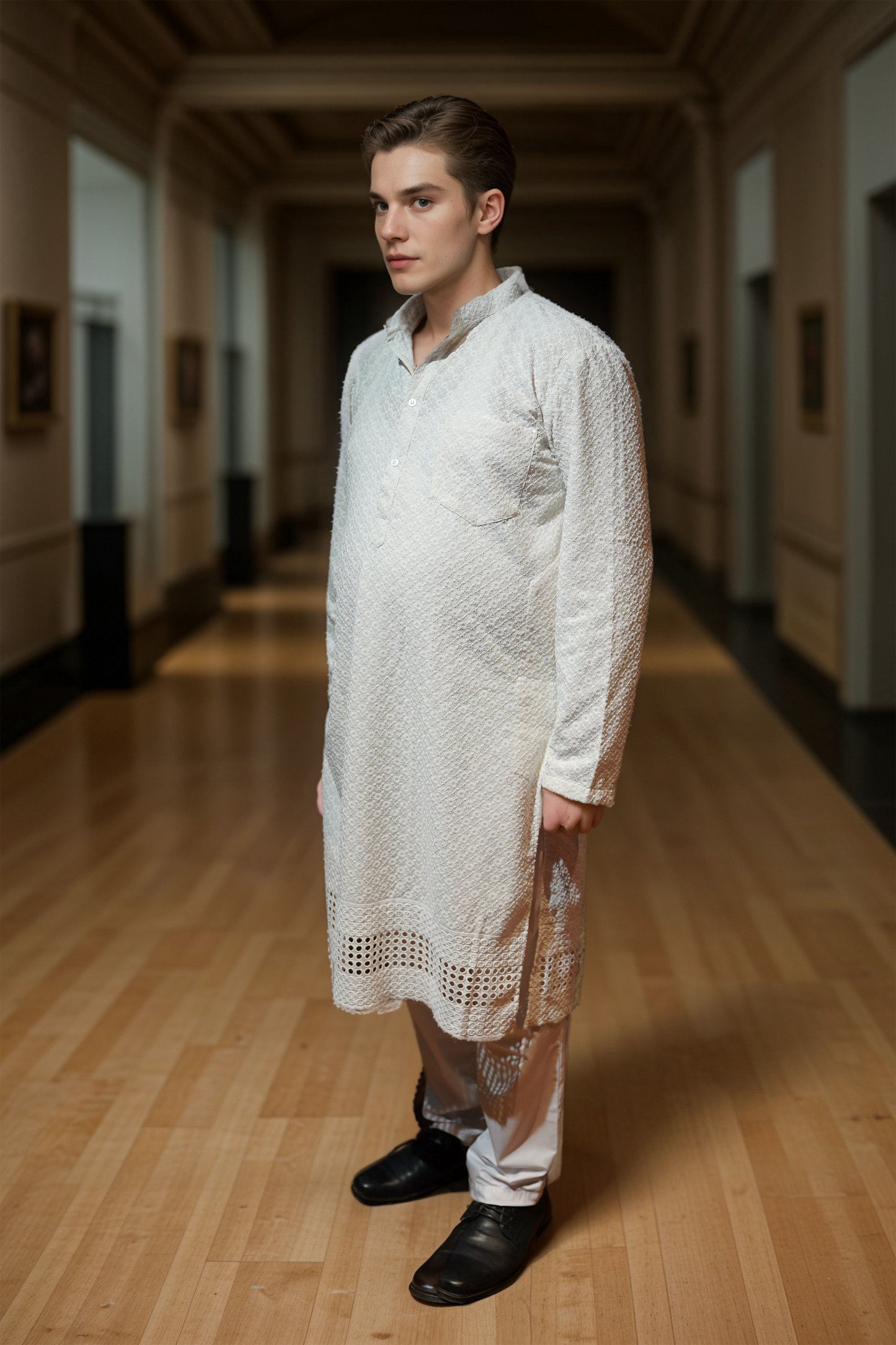 Radiant White Sequined Kurta Pajama