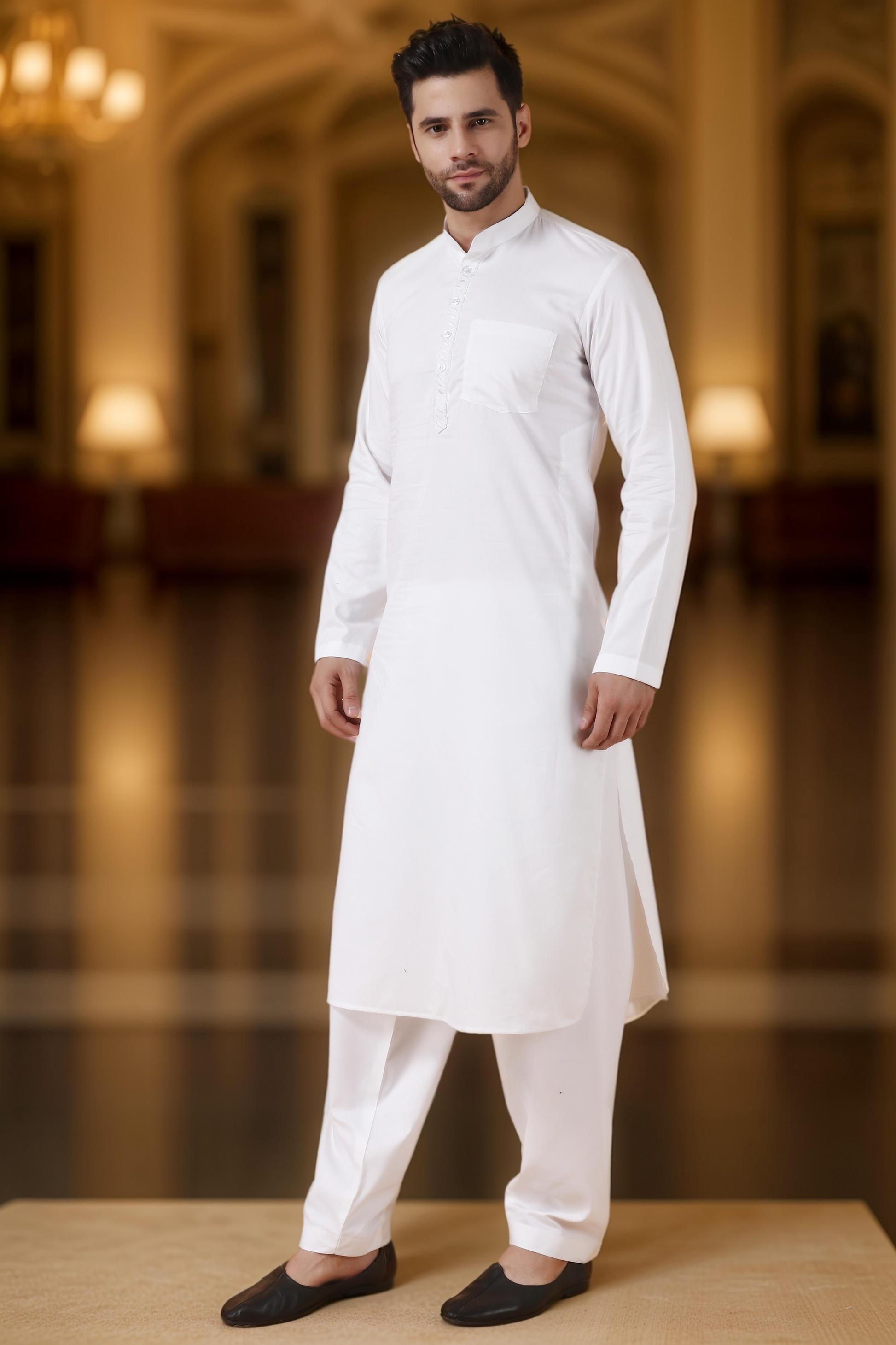 Buy Plus Size Solid Subtle Cotton Pathani Suit Apella The XS