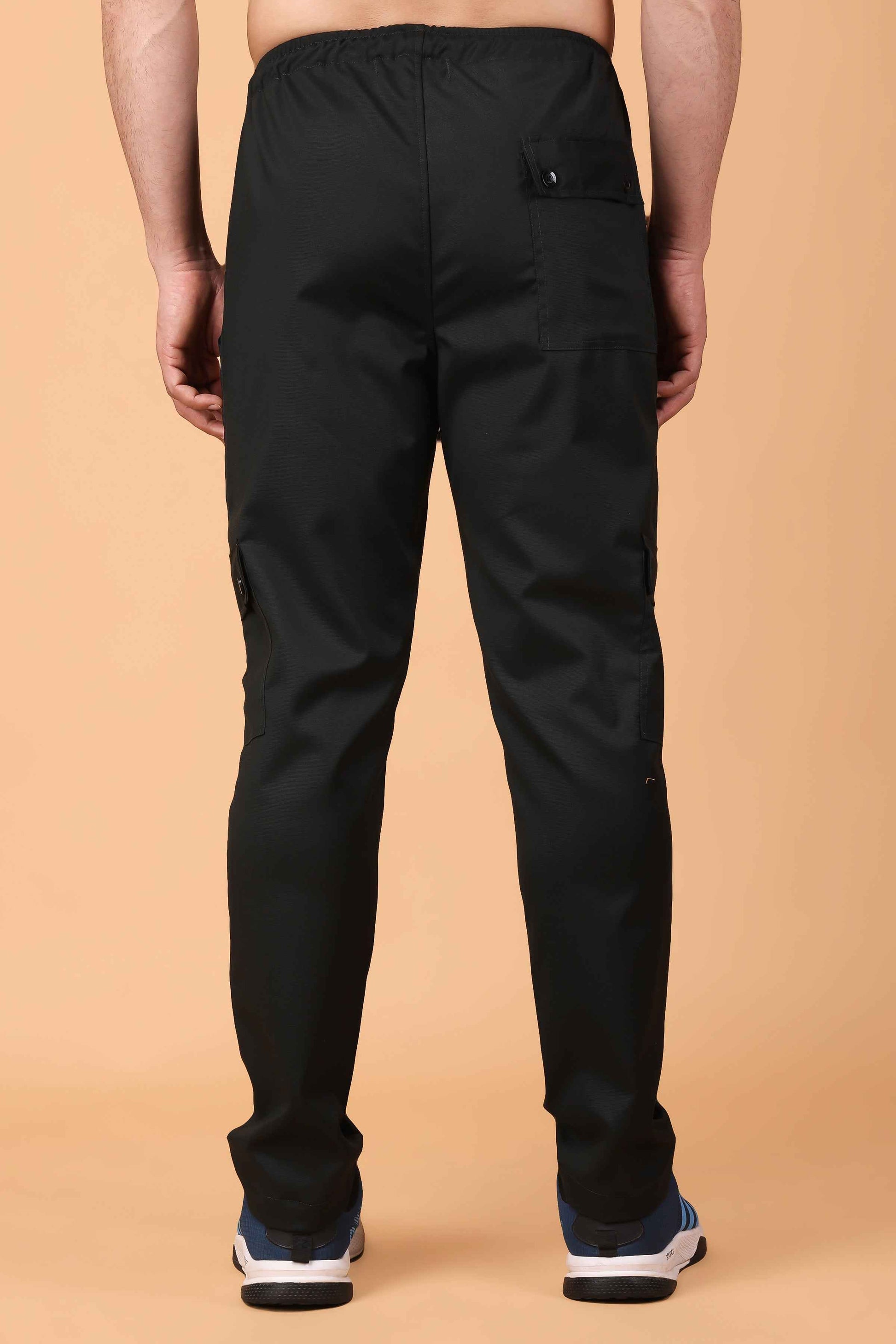 Buy Plus Size ​Black Stretchable Cargo Pants At Apella | Sizes XS to 10 XL | India | Free Delivery | Customized