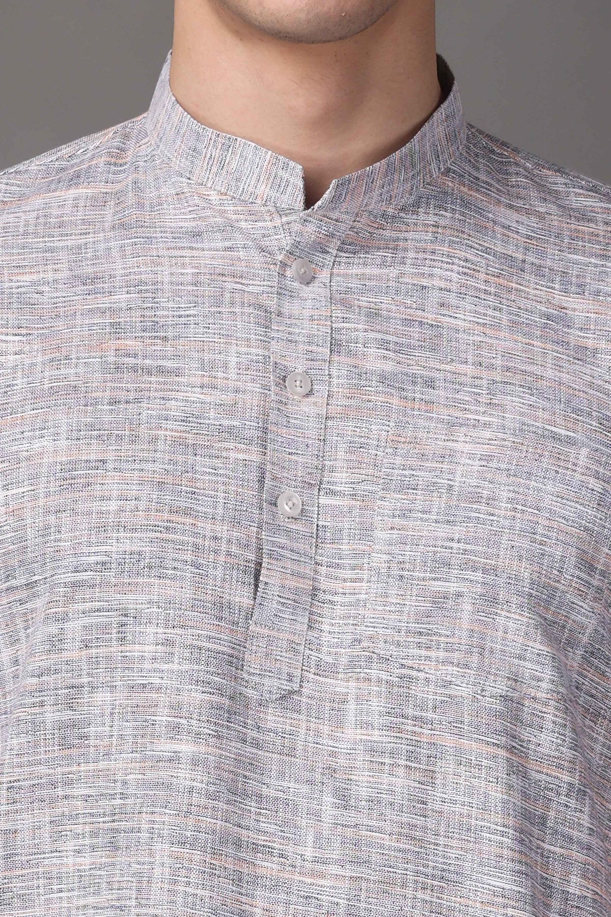 Buy Plus Size ​Opulent Grey Linen Short Kurta At Apella | Sizes XS to 10 XL | India | Free Delivery | Customized