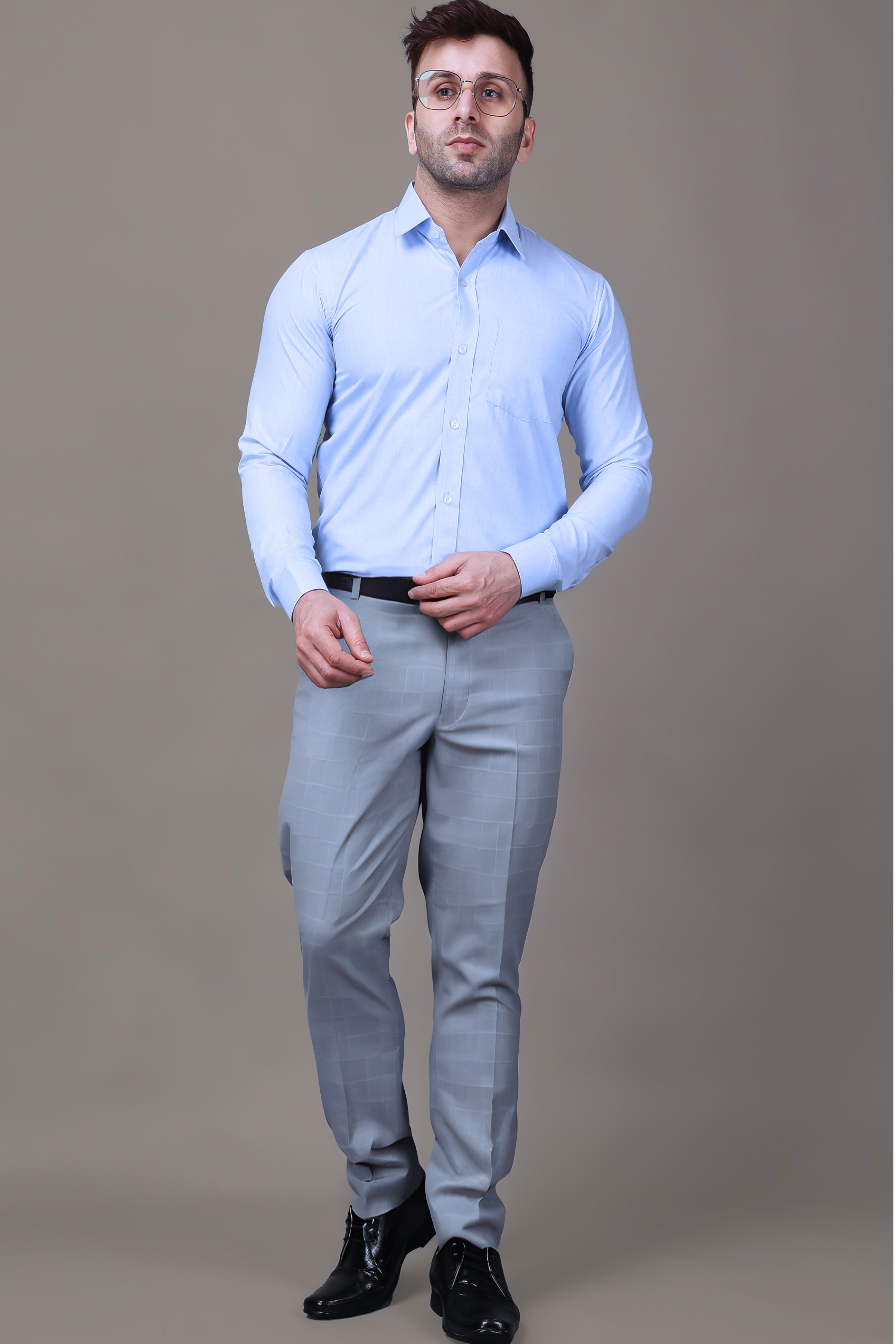 Buy Dark Grey Checks Formal Pants For Men Online In India