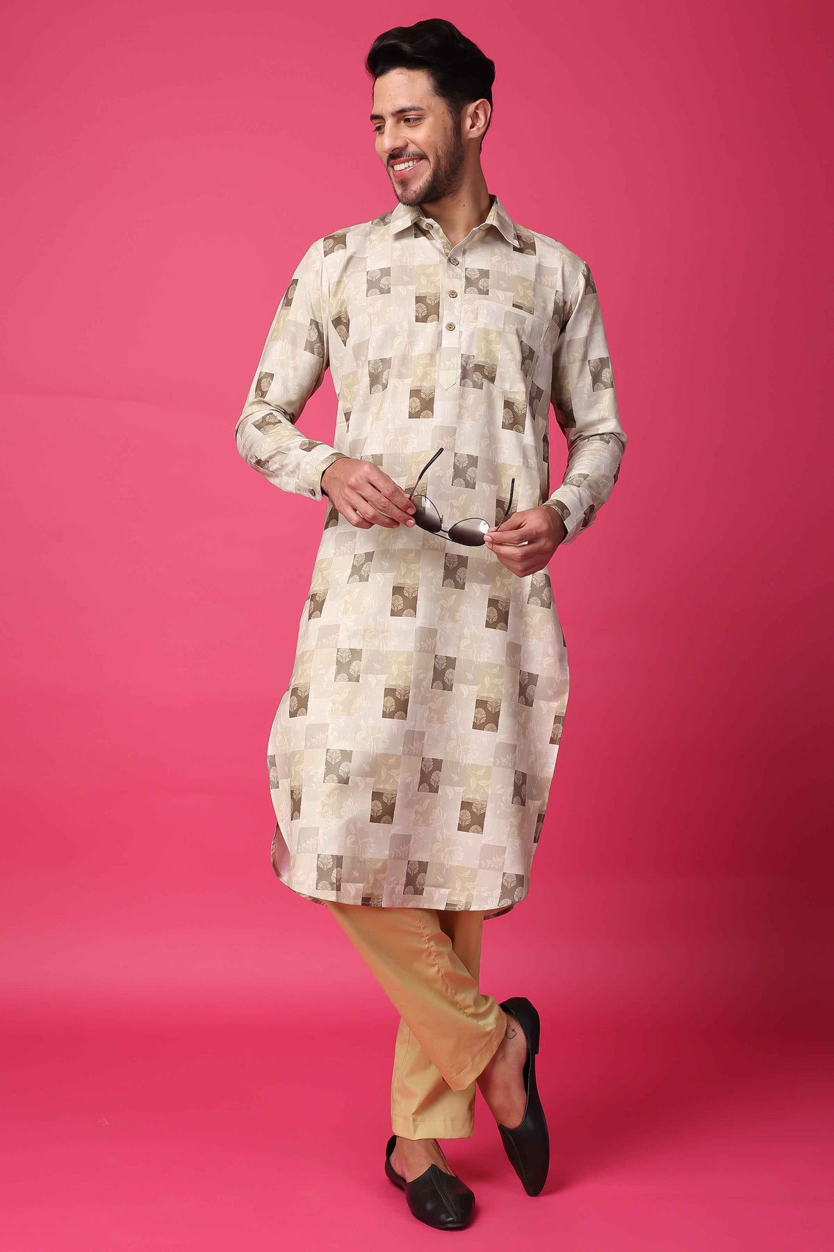 Buy Plus Size ​Hazelnut Hues Textured Kurta At Apella | Sizes XS to 10 XL | India | Free Delivery | Customized