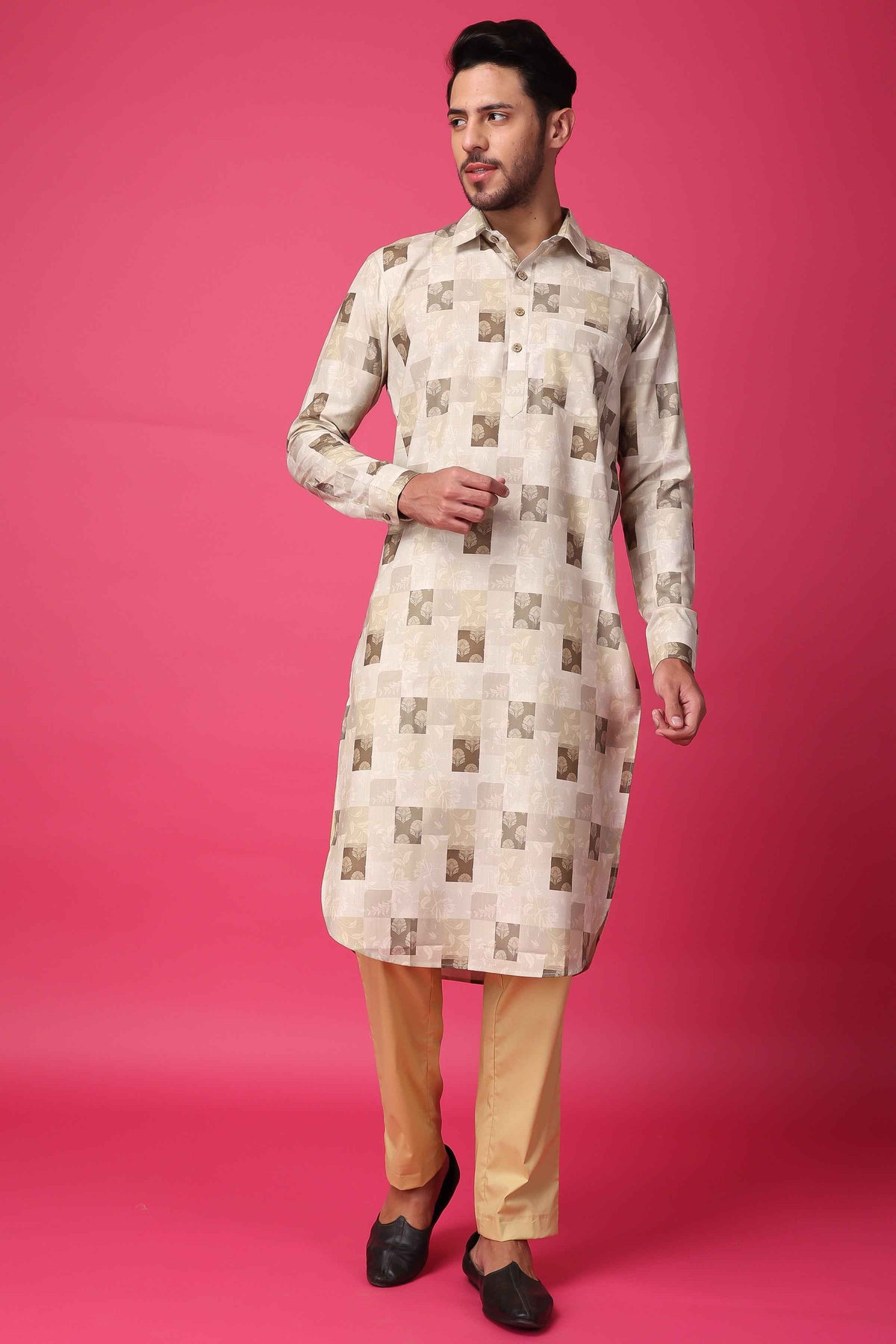 Buy Plus Size ​Hazelnut Hues Textured Kurta At Apella | Sizes XS to 10 XL | India | Free Delivery | Customized
