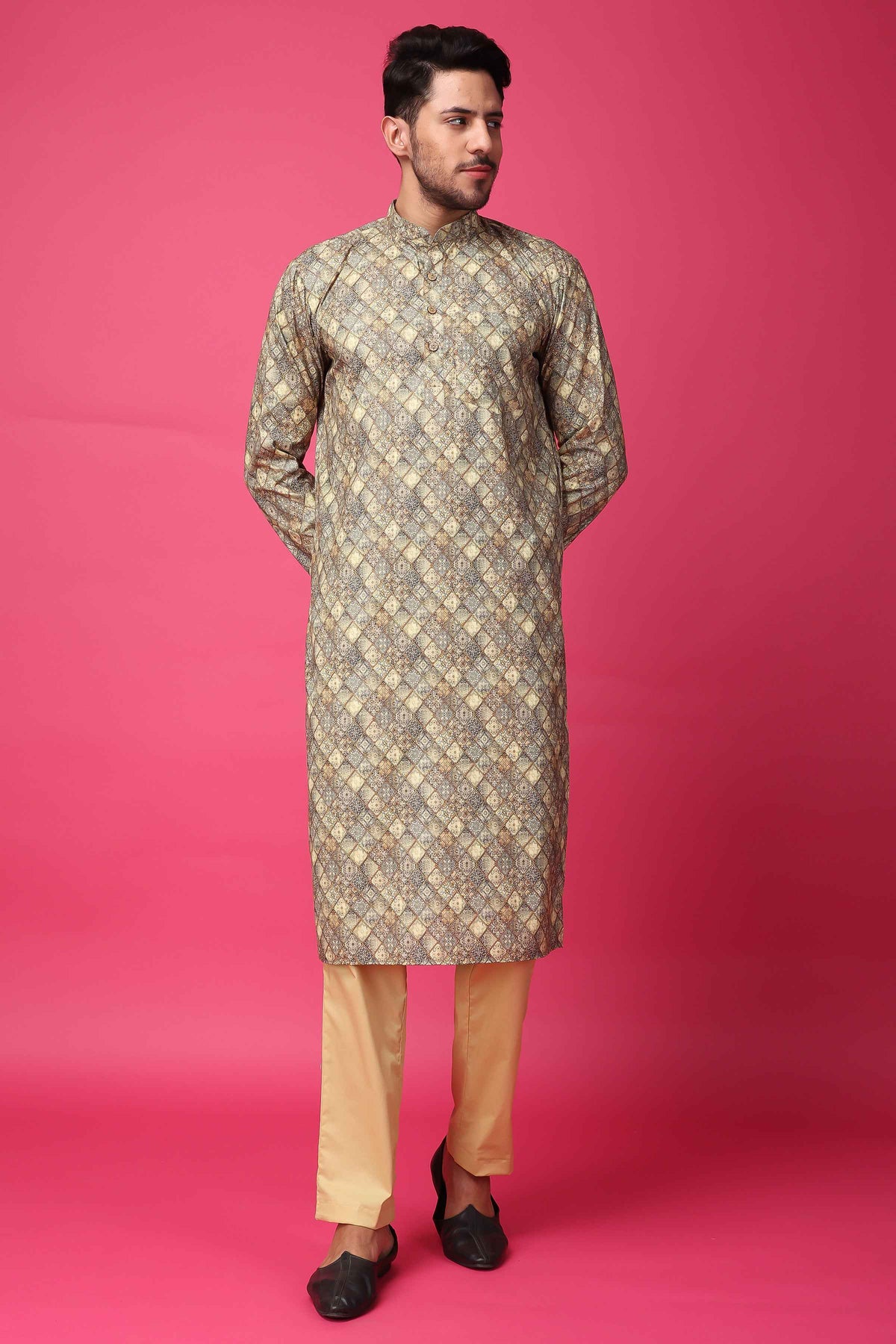 Buy Plus Size ​Latte Lustre Printed Kurta At Apella | Sizes XS to 10 XL | India | Free Delivery | Customized
