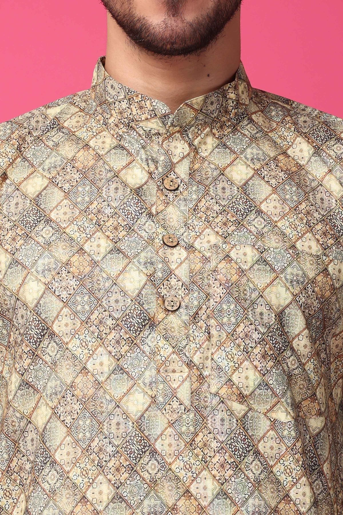 Buy Plus Size ​Latte Lustre Printed Kurta At Apella | Sizes XS to 10 XL | India | Free Delivery | Customized
