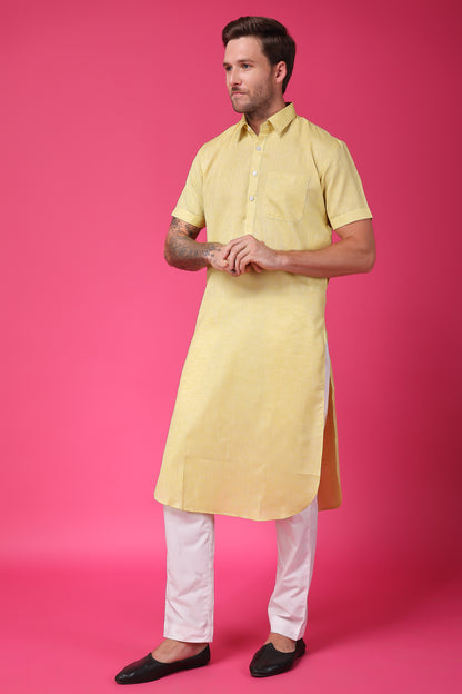 Lemon Punjabi Kurta Pajama