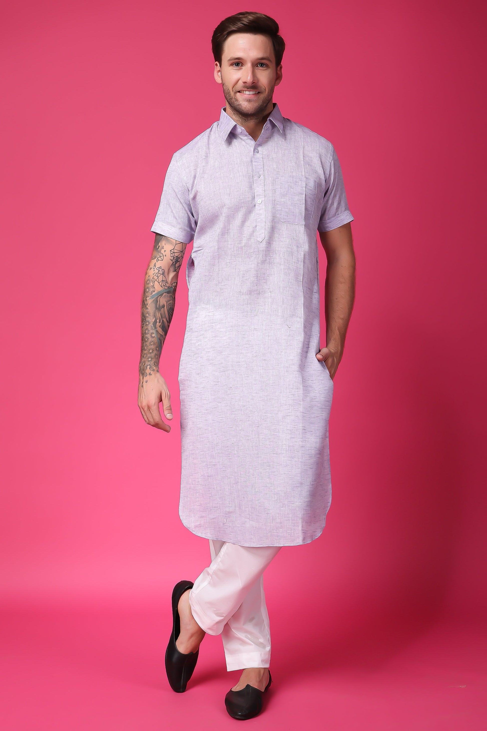 Men's Plus Size Mauve Mirage Kurta Pajama Set