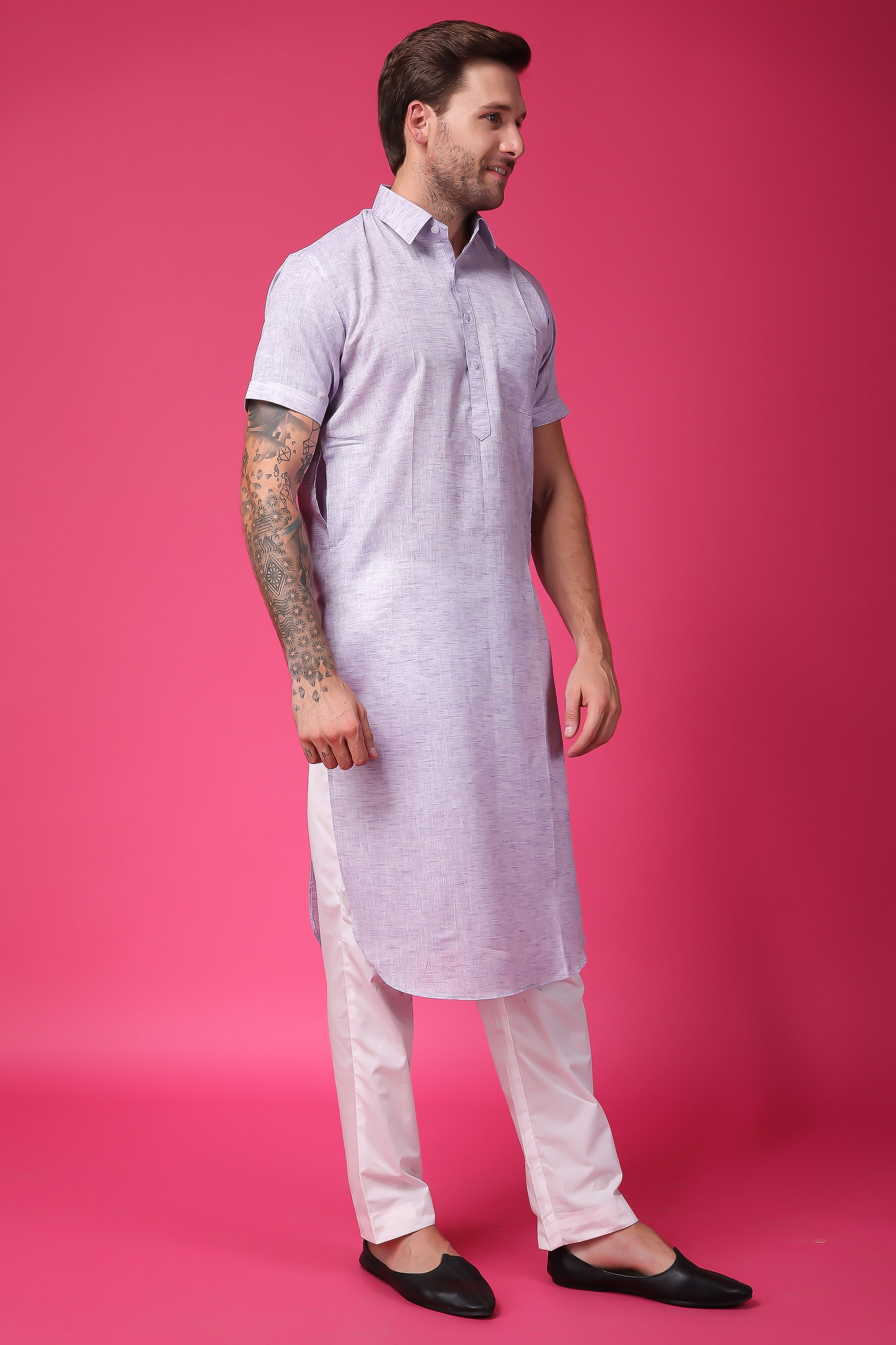 Men's Plus Size Mauve Mirage Kurta Pajama Set