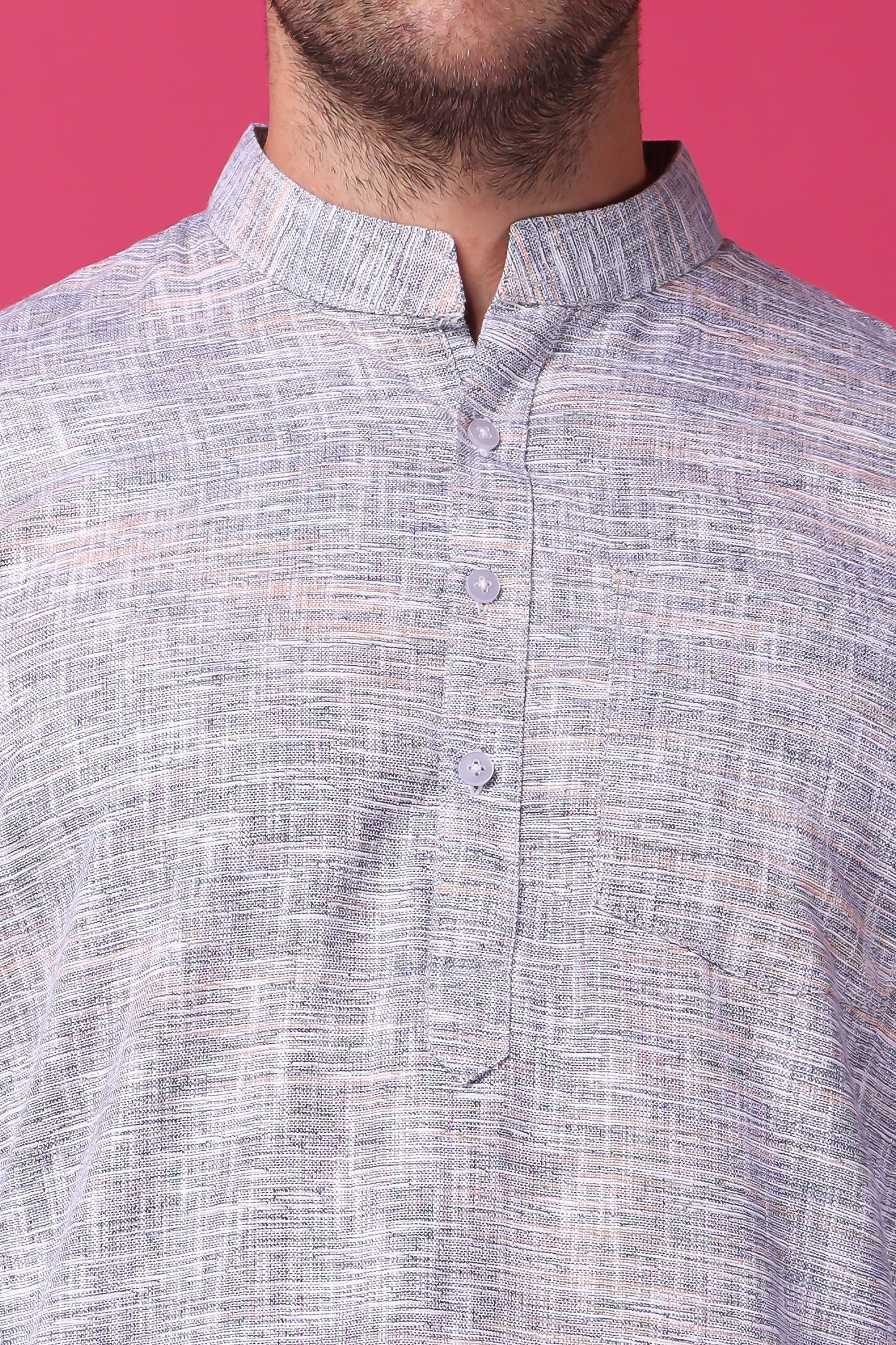 Men's Plus Size Opulent Grey Linen Kurta Pajama