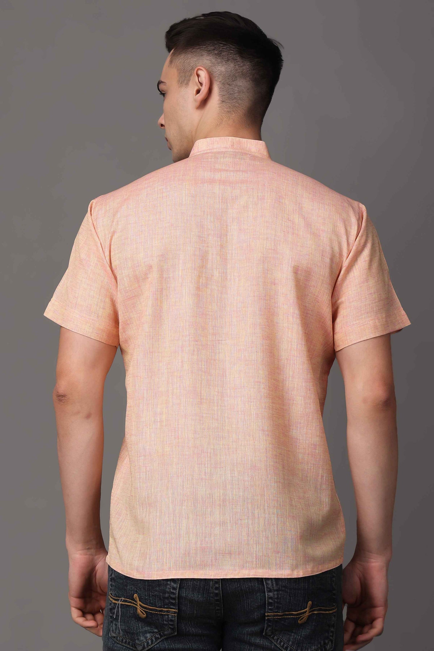 Buy Plus Size ​Dusky Peach Textured Short Kurta At Apella | Sizes XS to 10 XL | India | Free Delivery | Customized