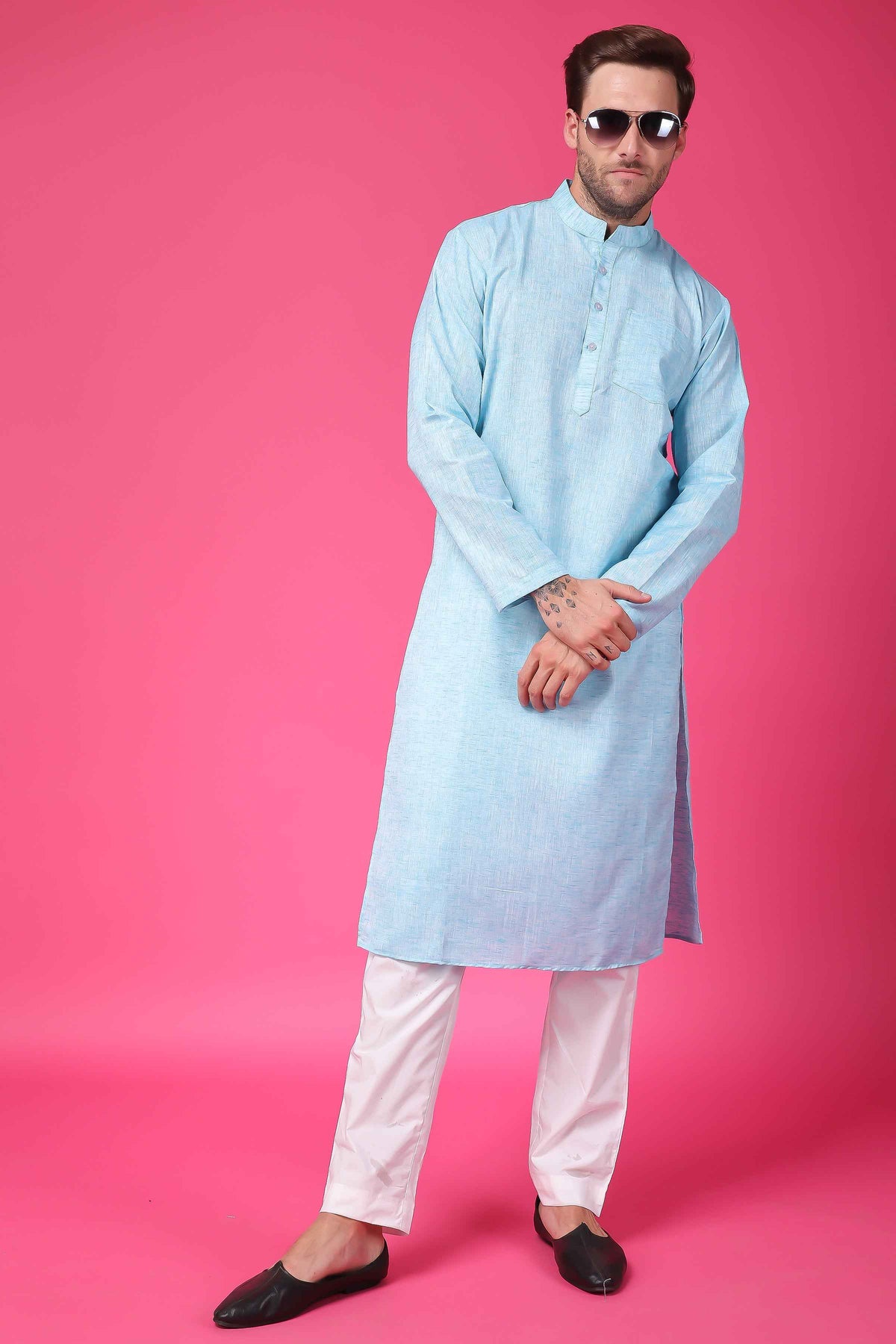 Buy Plus Size ​Serene Sky Textured Kurta At Apella | Sizes XS to 10 XL | India | Free Delivery | Customized