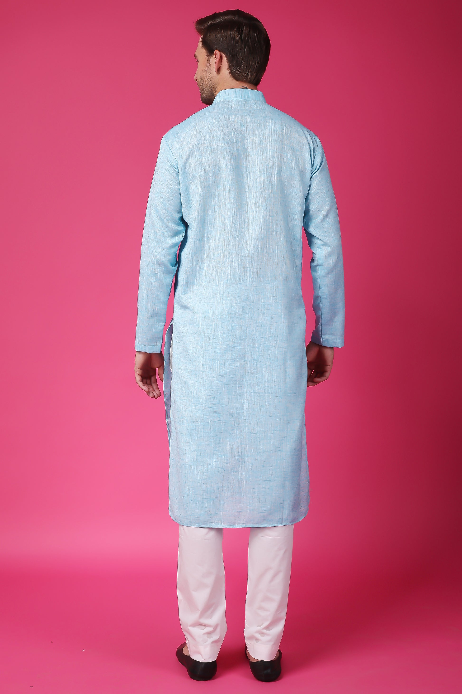 Men's Plus Size Serene Sky Textured Kurta Pajama