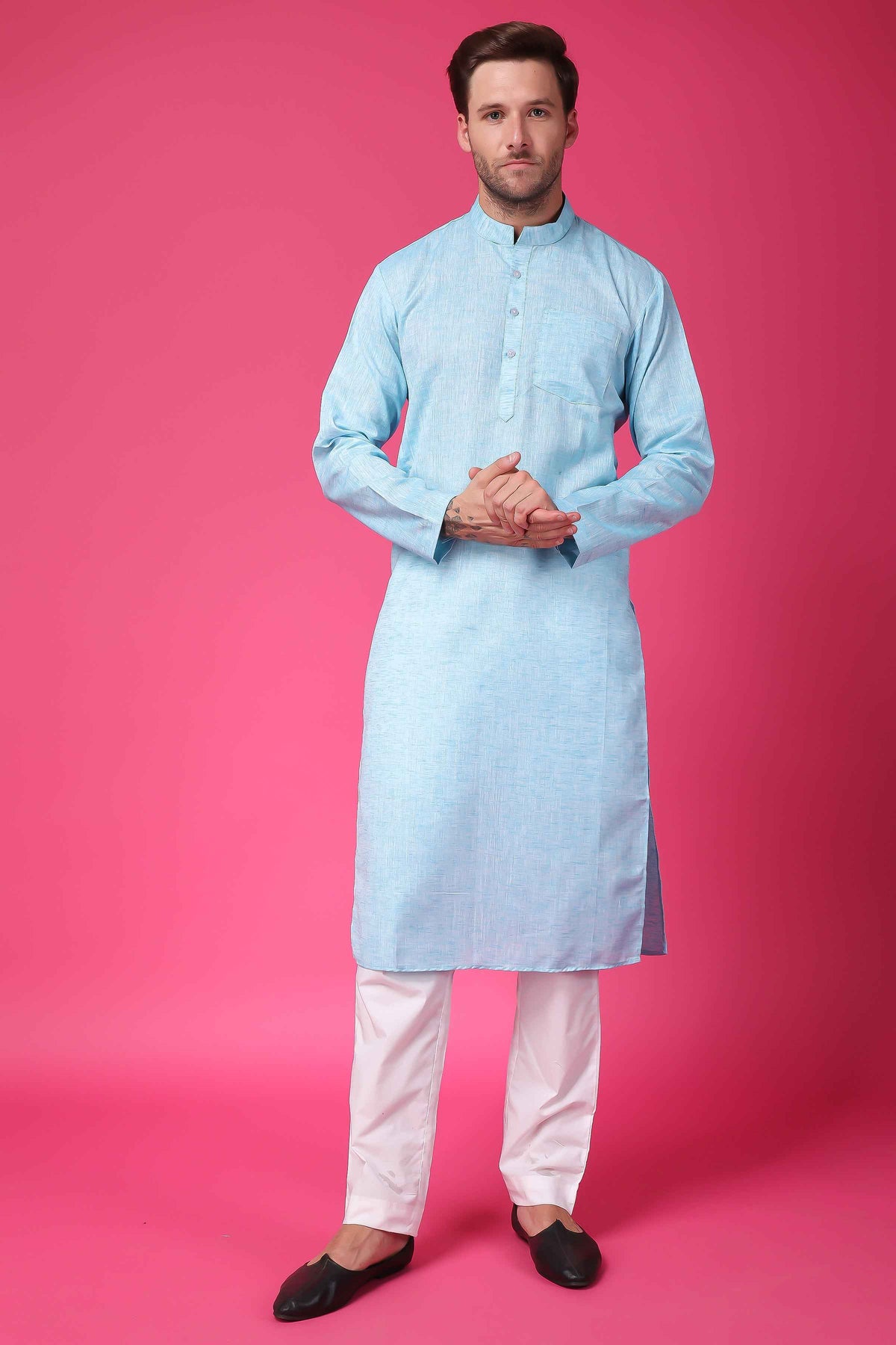 Buy Plus Size ​Serene Sky Textured Kurta At Apella | Sizes XS to 10 XL | India | Free Delivery | Customized