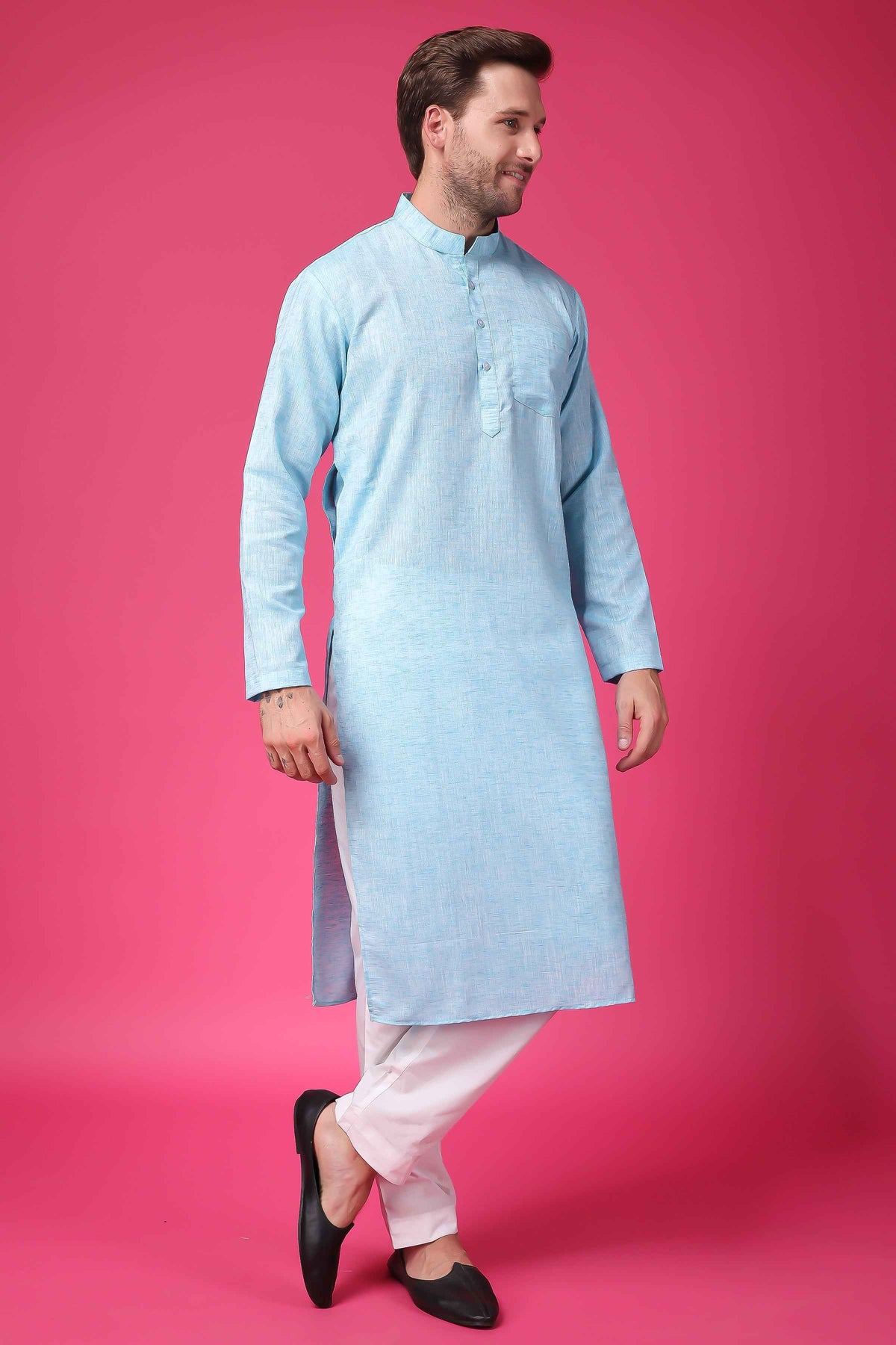 Buy Plus Size ​Serene Sky Textured Kurta At Apella | Sizes XS to 10 XL | India | Free Delivery | Customized