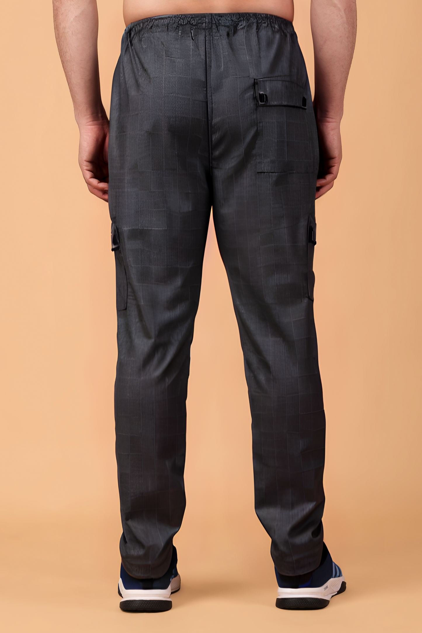 Smoke Black Checked Stretch Cargo