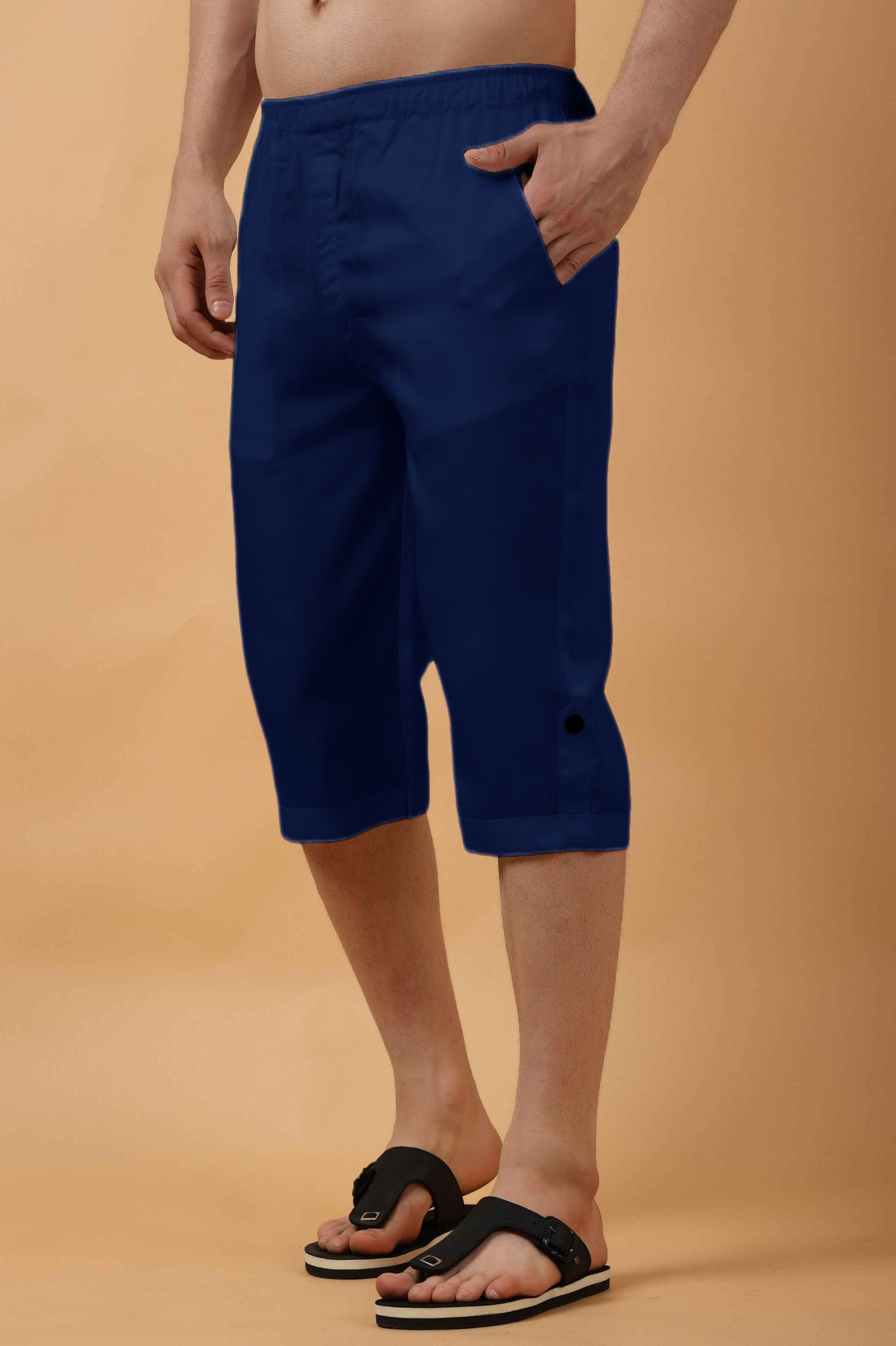 Navy Blue Tencel Capri