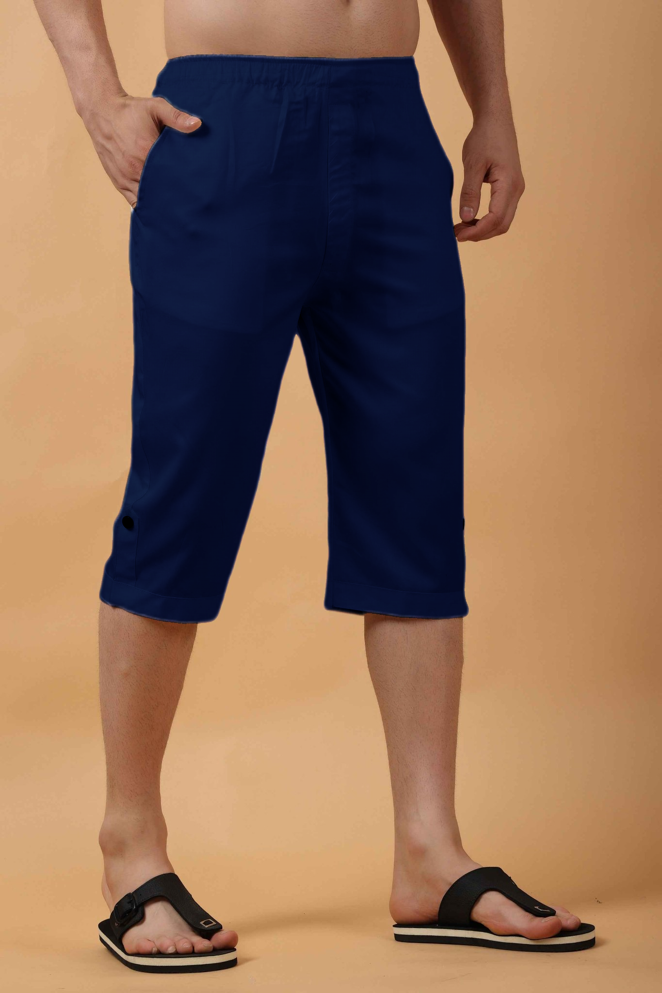 Navy Blue Tencel Capri