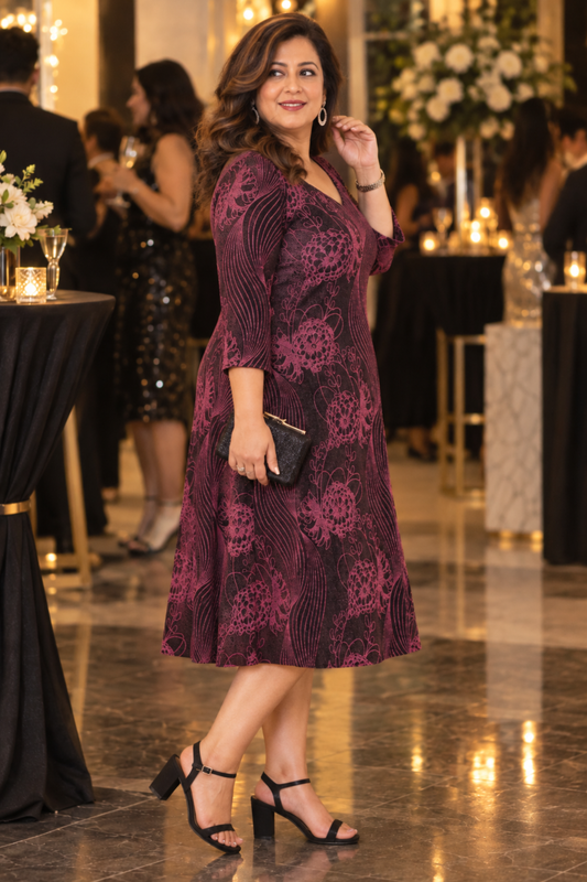 Merlot Magic Cocktail Calf Dress