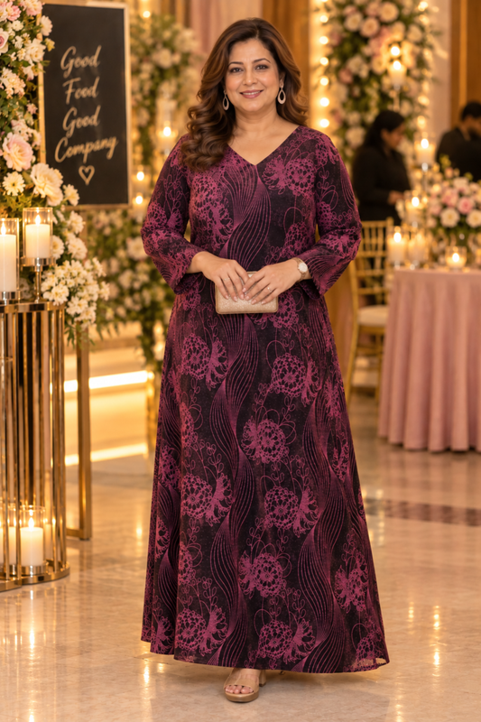 Merlot Magic Glimmer Cocktail Dress