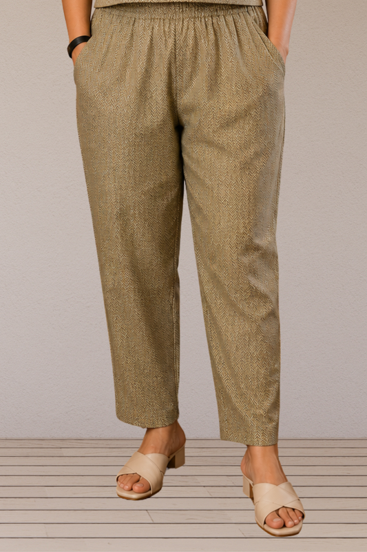 Metallic Grey Foiled Cotton Pants