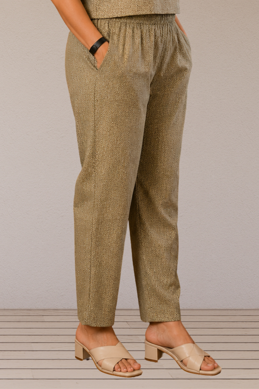 Metallic Grey Foiled Cotton Pants