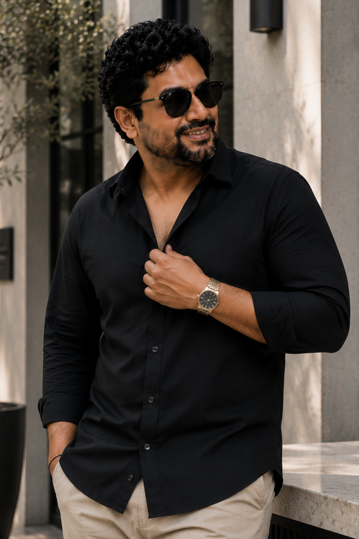 Midnight Black Poplin Cotton Shirt