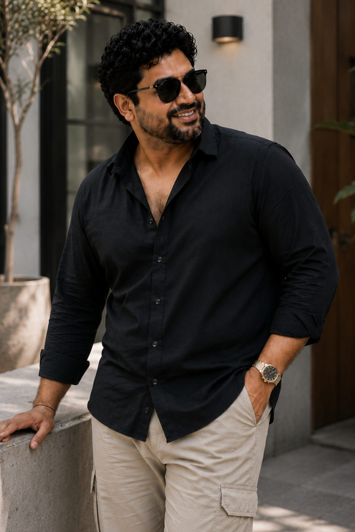 Midnight Black Poplin Cotton Shirt
