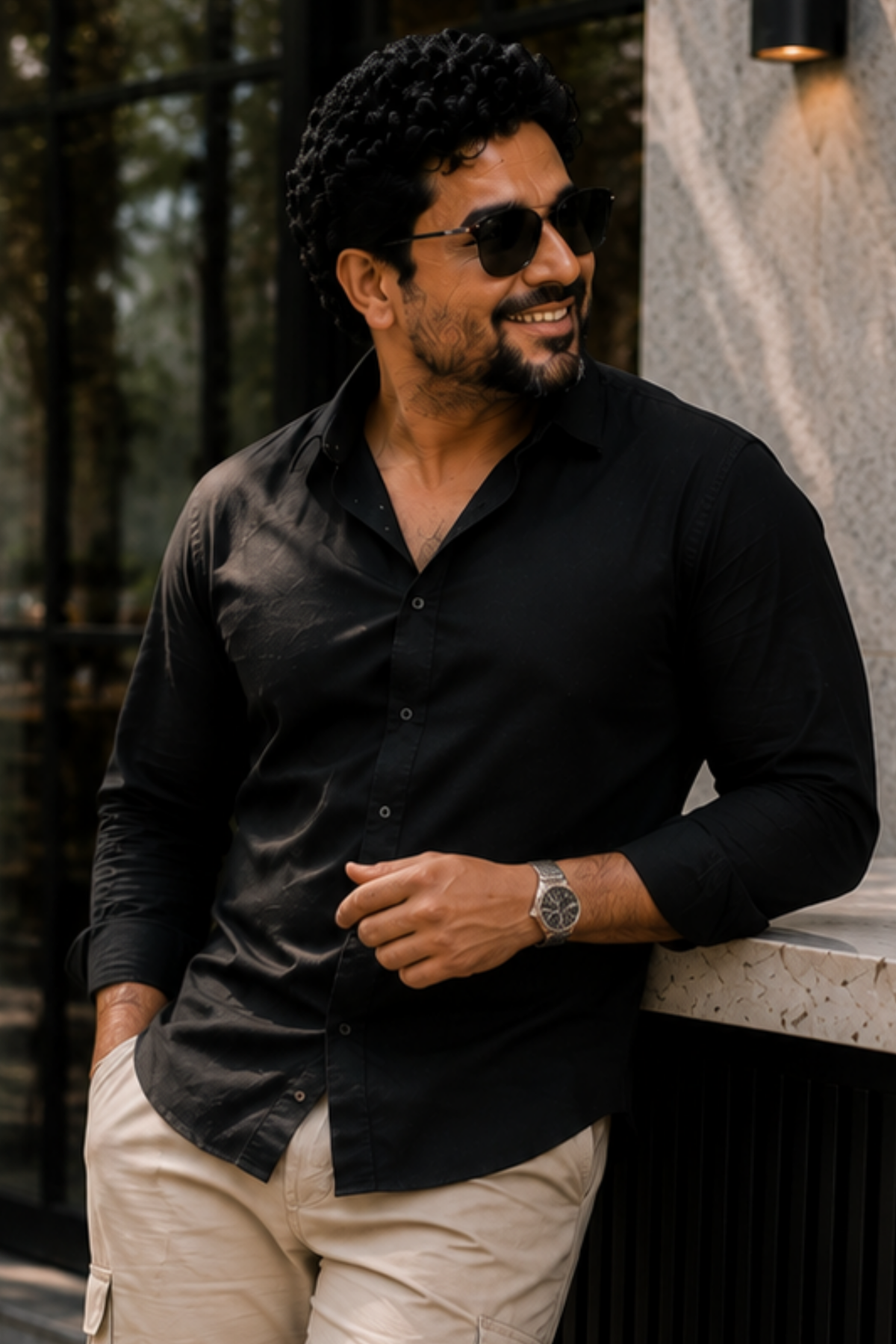 Midnight Black Poplin Cotton Shirt