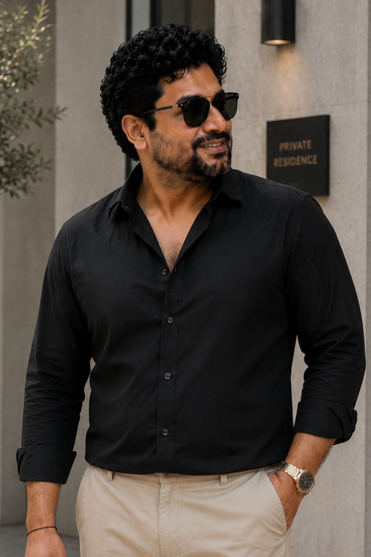 Midnight Black Poplin Cotton Shirt