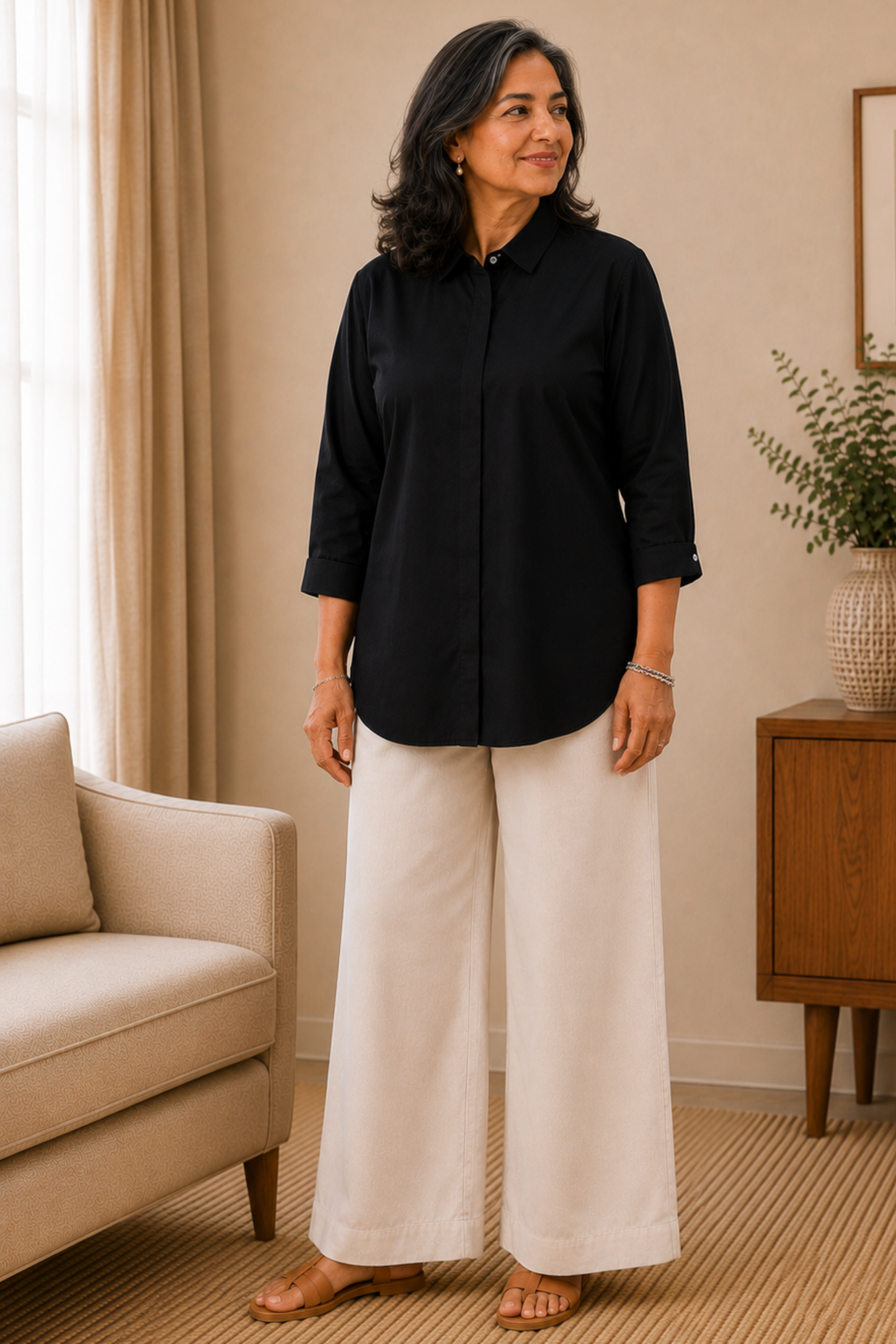 Midnight Black Solid Rayon Shirt
