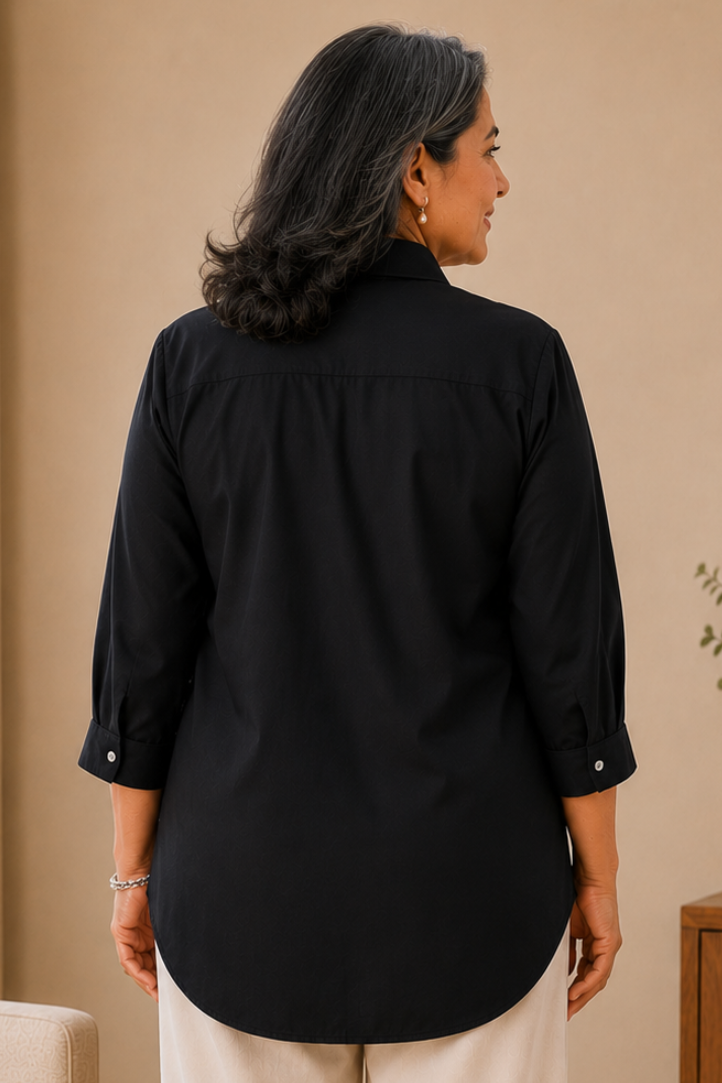 Midnight Black Solid Rayon Shirt