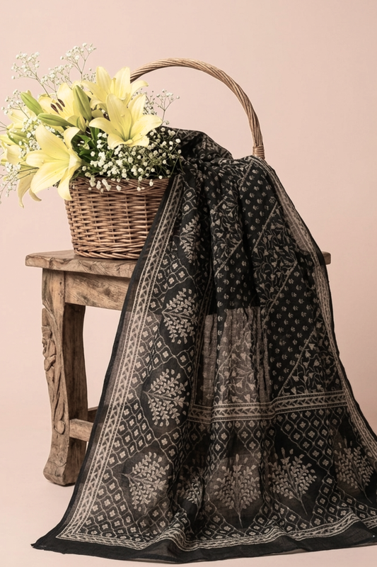 Midnight Jaali Cotton Dupatta