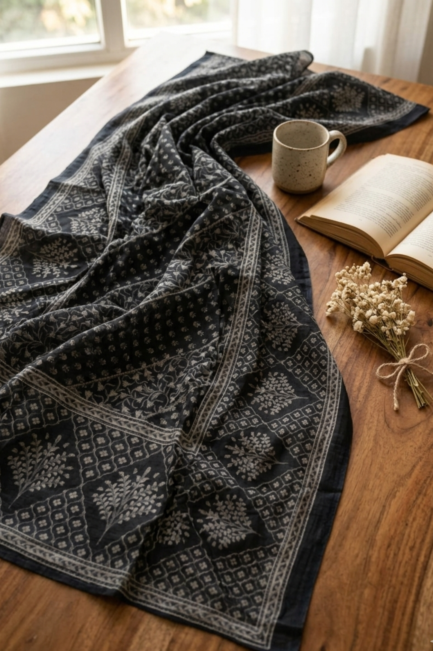 Midnight Jaali Cotton Dupatta