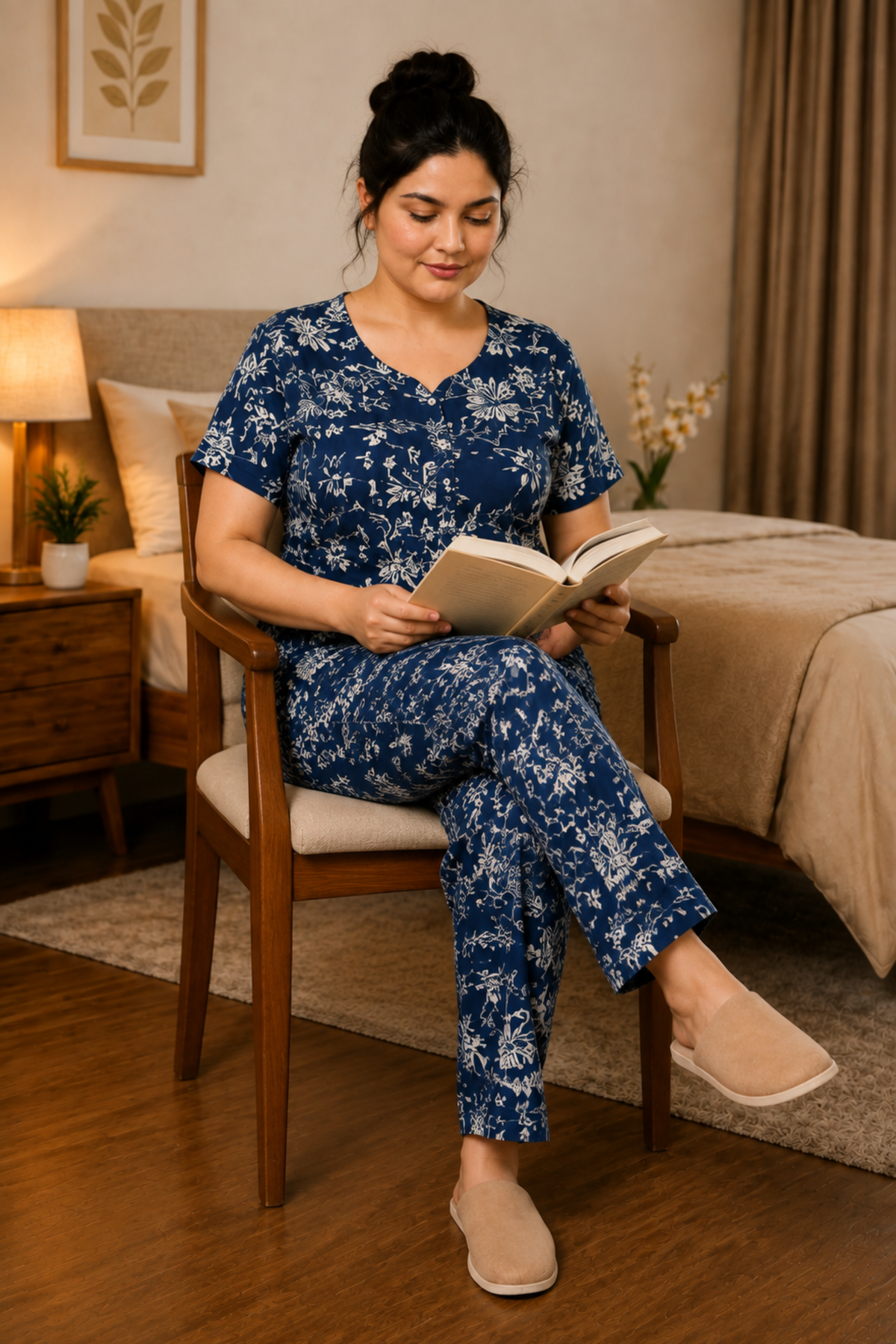 Midnight Navy Printed Night Suit