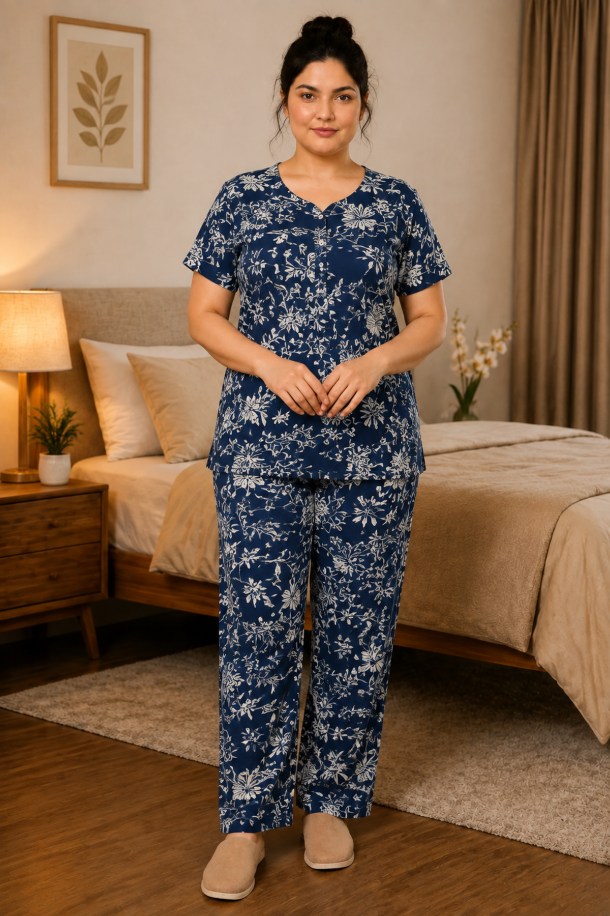 Midnight Navy Printed Night Suit