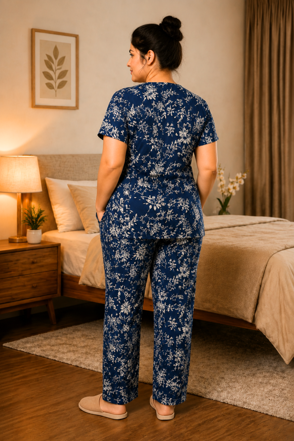 Midnight Navy Printed Night Suit