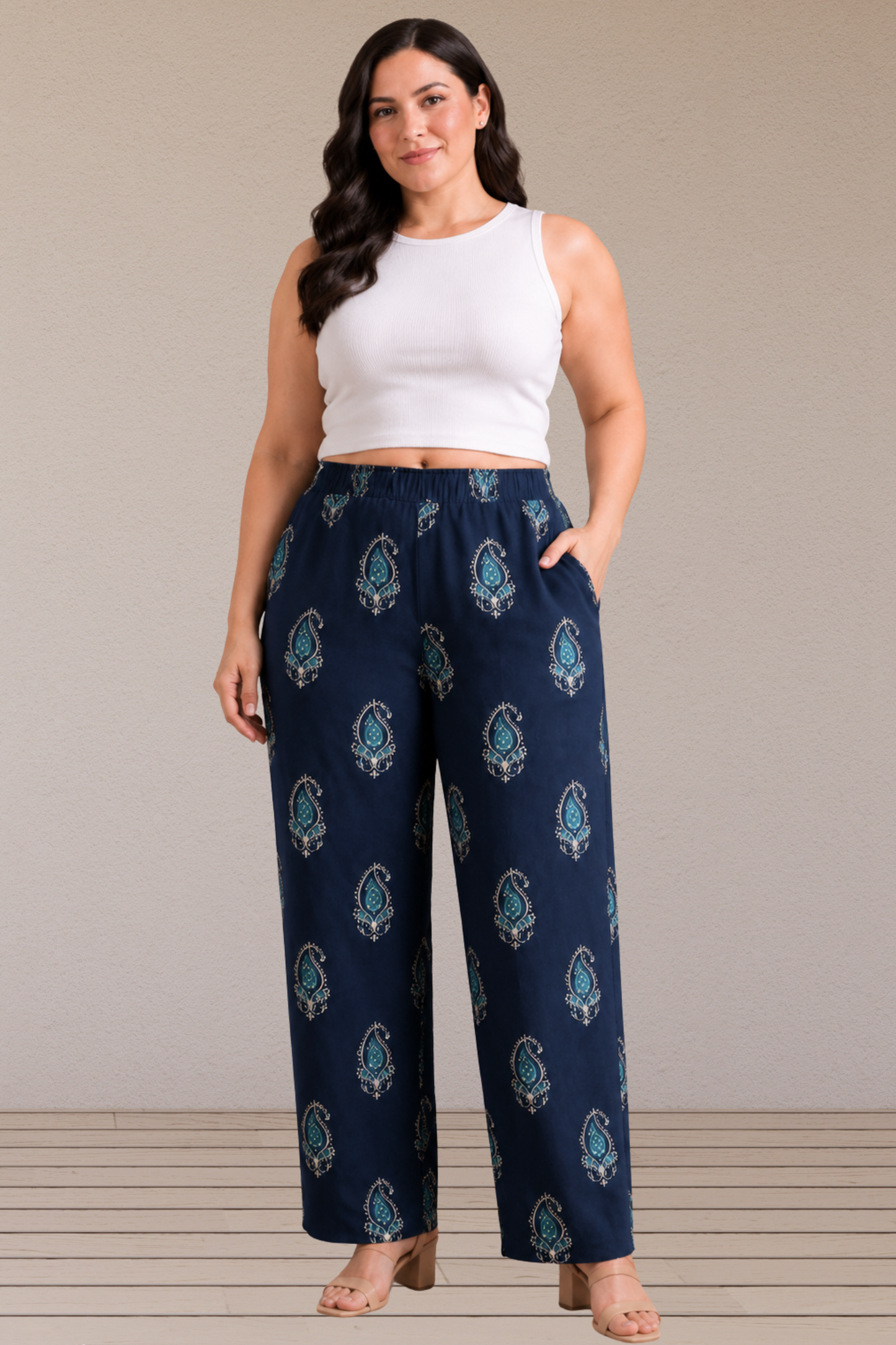 Midnight Paisley Cotton Palazzo