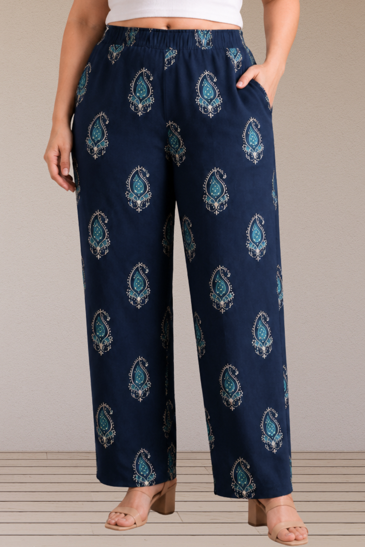 Midnight Paisley Cotton Palazzo