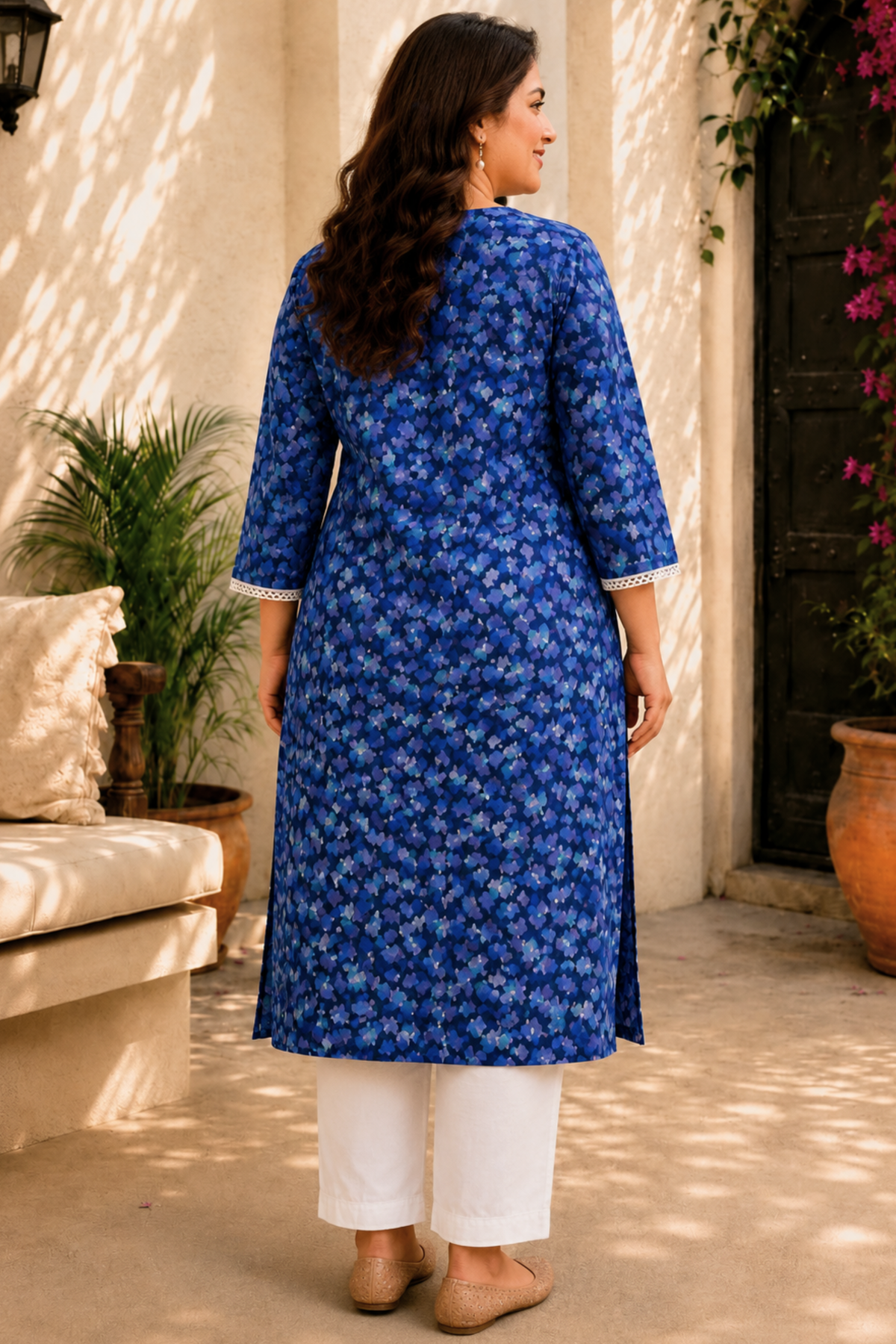 Midnight Petal Summer Rayon Kurta