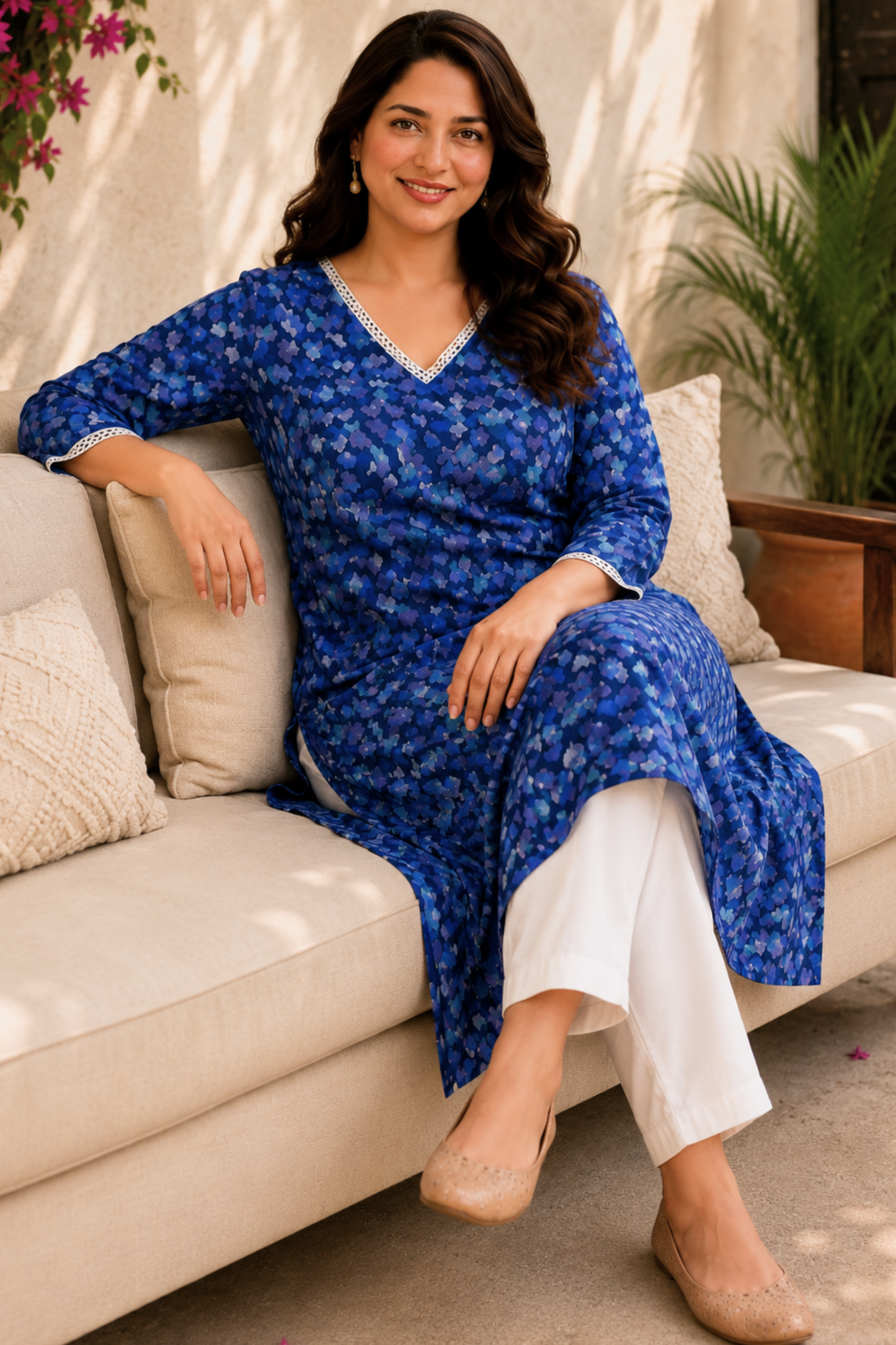 Midnight Petal Summer Rayon Kurta