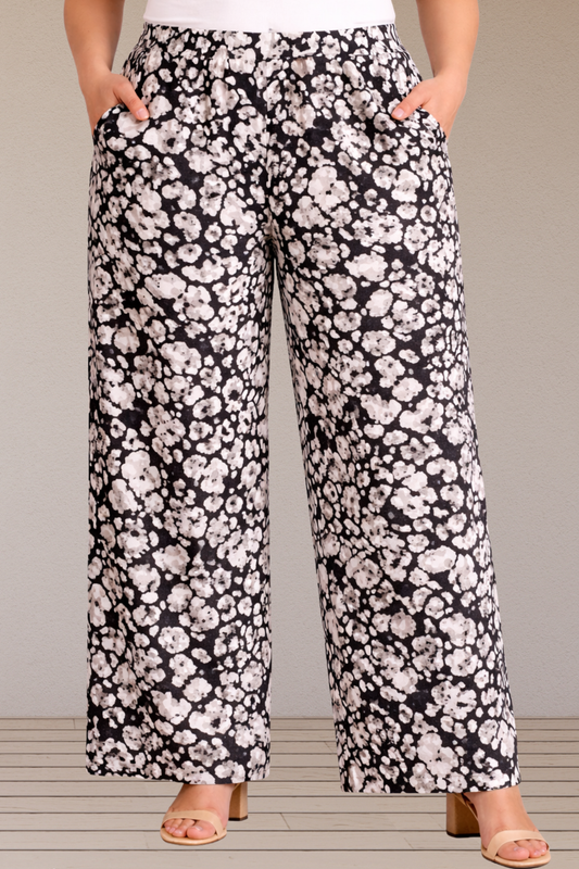 Midnight Polyester Bloom Pant Palazzo